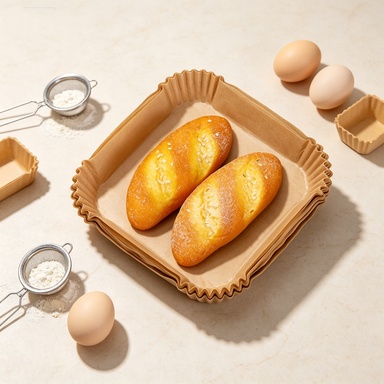 Kitchen Grade Baking Sheet - 50/100 個エアフライヤー使い捨て紙ライナーノンスティックパーチメント紙耐油エアフライヤーライナーエアフライヤーオーブン用ベーキングペーパー