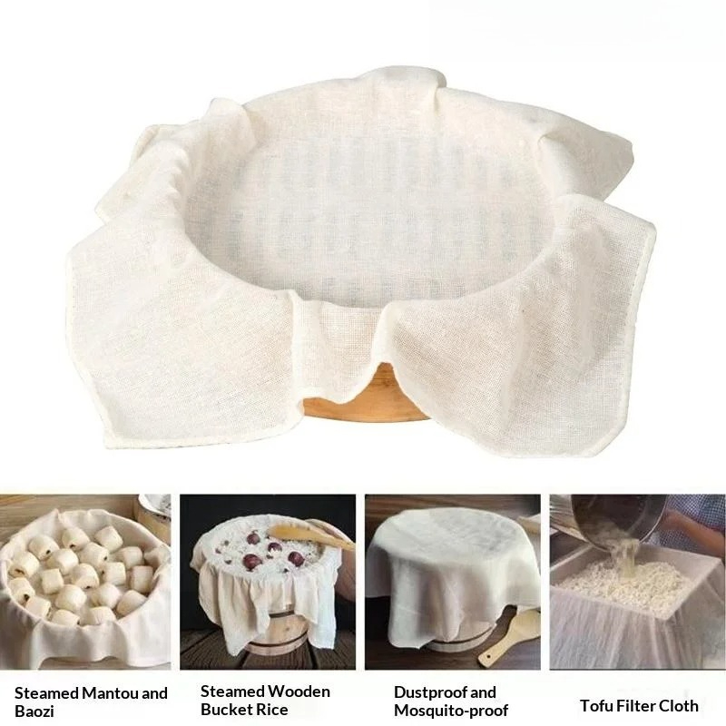 Kitchen Baking Cloth - 3 個純粋なラウンドコットン蒸し布家庭用引き出し布蒸し米とパンマットガーゼ 40/60 センチメートルキッチン蒸し器