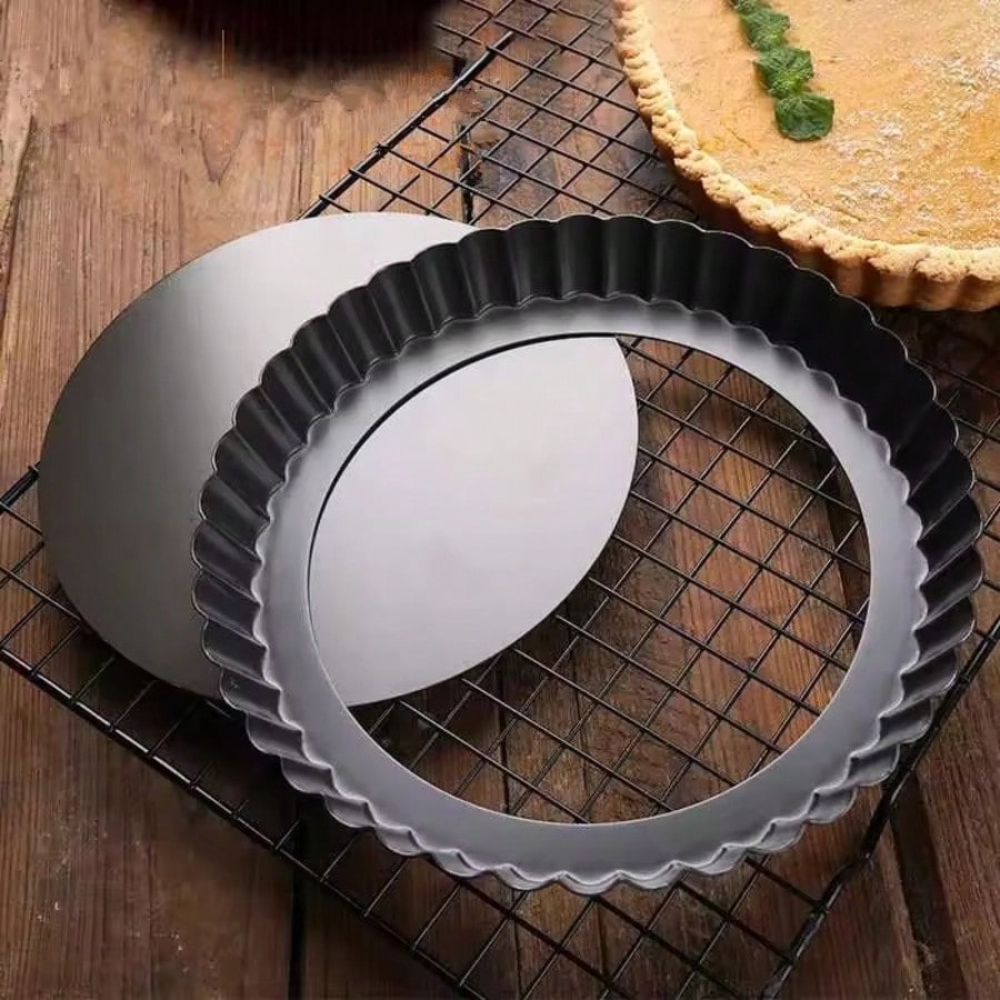 Tart Pan Loose - ノンスティックタルトキッシュフランパンパイピザケーキ型取り外し可能なルーズボトム溝付き頑丈な耐熱皿、ベーキングトレイペストリーツール