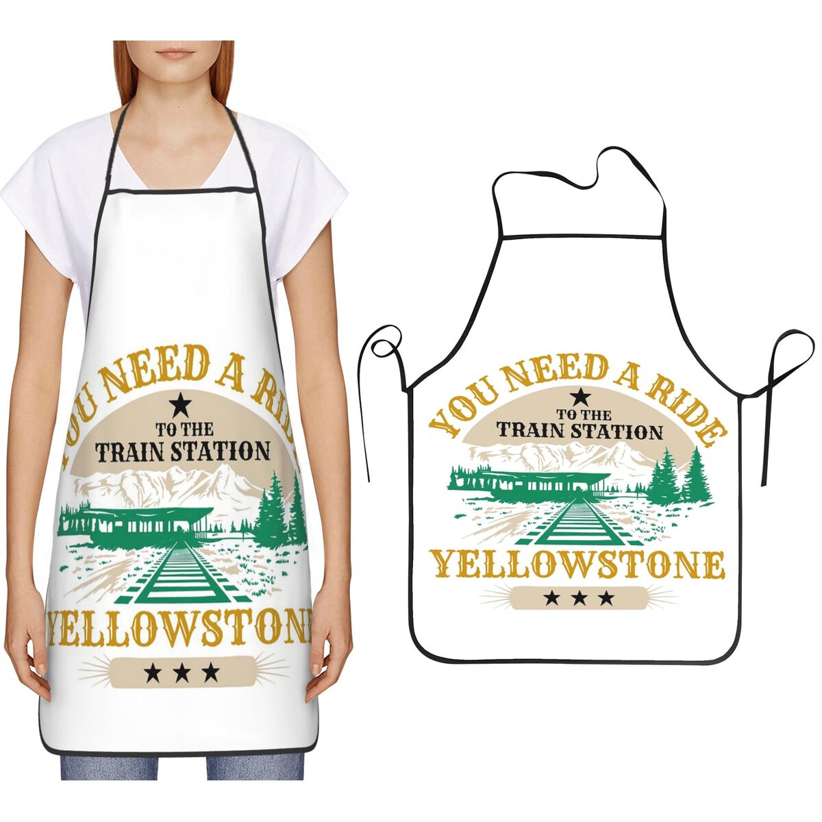 Kitchen Baking Station - イエローストーン 鉄道駅への乗り物が必要です エプロン シェフ クッキング ベーキング