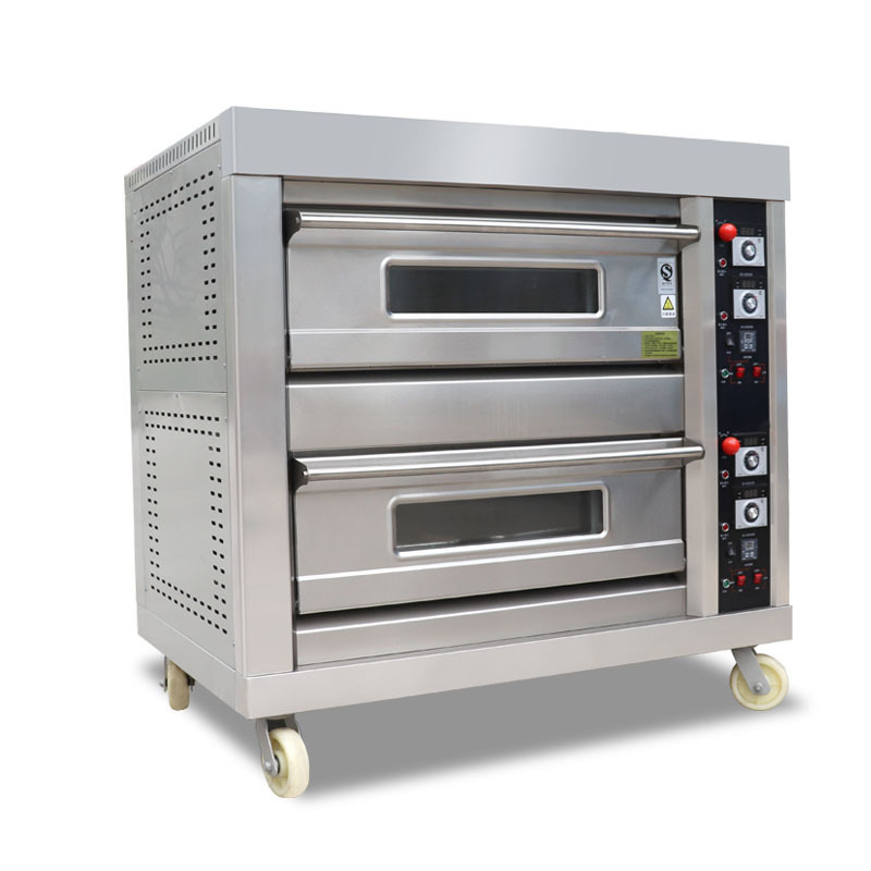 Commercial Kitchen Baking Equipment - 業務用ガスオーブン、2層4槽400 ° Cベーキングオーブン ケーキ ピザ ガス