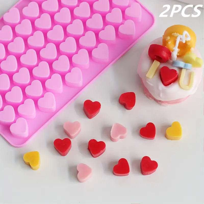 Mini Kitchen Baking - 55 ミニハートシェイプシリコーン石鹸クレヨンアイスキューブキャンディデコレーションチョコレート型、再利用可能なケーキ型ベーキングキッチン用品