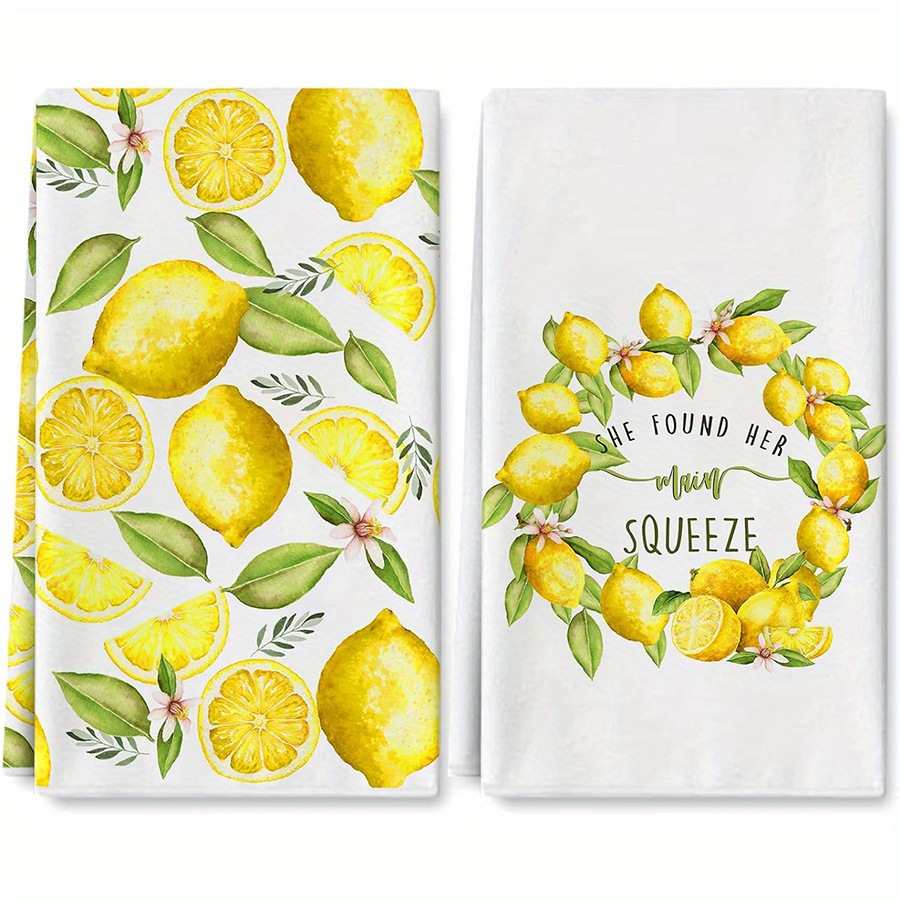 Kitchen Baking Cloth - 2枚セット、レモンリースキッチンタオル、40cm*60cmタオルセット、最高のキッチンタオル、超吸収性ソフトクリーニングクロス、クッキング＆ベーキングティータオル、ハンドタオル、クリーニングクロス、ディッシュクロス、キッチン装飾、リビングルーム装飾、キッチン必需品、家庭必需品