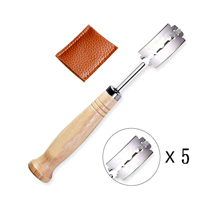 Dough Scraper Curved - プラスチック/木製パンラメツールベーカリースクレーパーパンナイフ/スライサー/カッター生地パンスコアリングラメブレード付きアークカーブナイフ