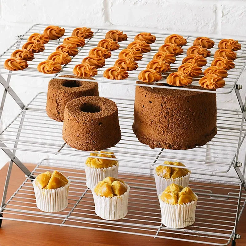 Kitchen Accessories For Baking - 折りたたみ式多層ケーキ冷却ラックノンスティック放熱ペストリーベーキングツール省スペースキッチンアクセサリー