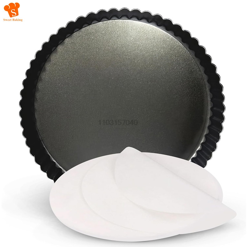 Tart Pan Loose - 溝付きヘビーデューティーピザパン、ノンスティックタルトキッシュフランパンモールド、パイピザケーキモールド、取り外し可能なルーズボトム、耐熱皿、9