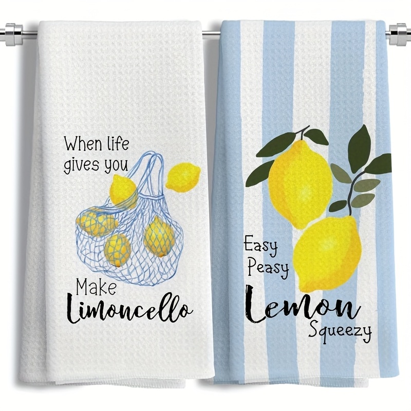 Kitchen Baking Cloth - 2枚セット、レモンメッシュキッチンタオル、40cm*60cmタオルセット、最高のキッチンタオル、超吸収性ソフトクリーニングクロス、クッキング＆ベーキングティータオル、ハンドタオル、クリーニングクロス、ディッシュクロス、キッチンデコレーション、リビングルームデコレーション