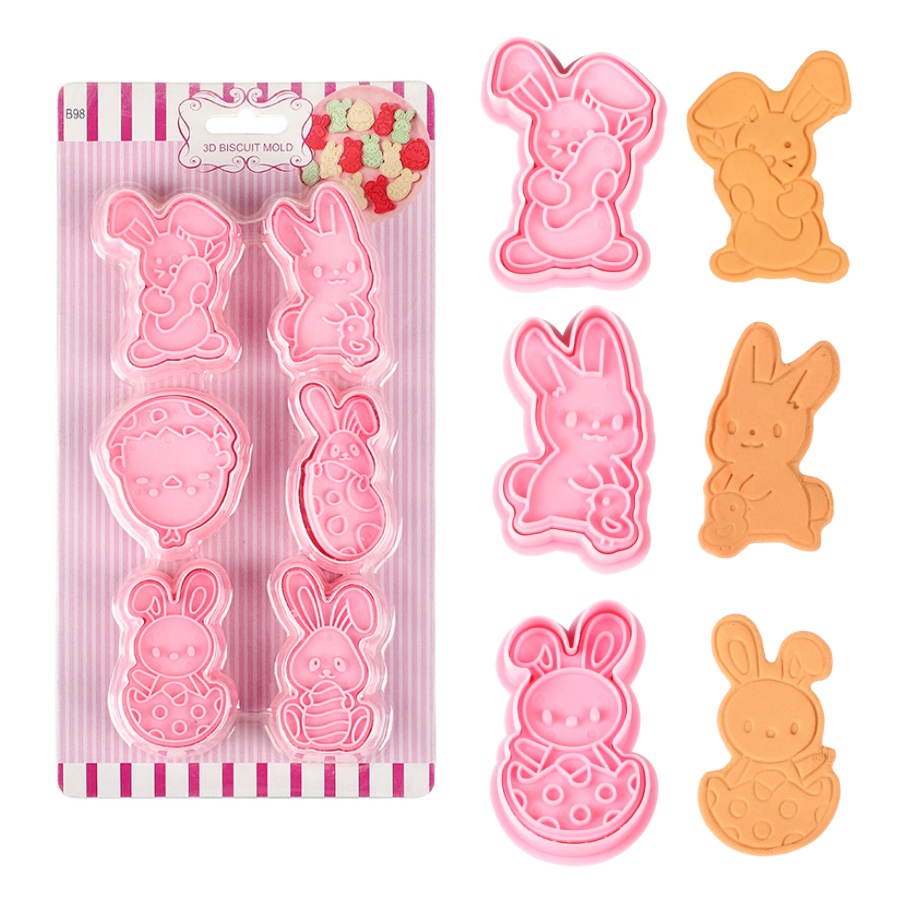 Kitchen Accessories For Baking - 6 ピース/セットイースターバニークッキーカッターキッチンフォンダン金型漫画ウサギの卵イースターパーティーベーキングデコレーションペストリーアクセサリー