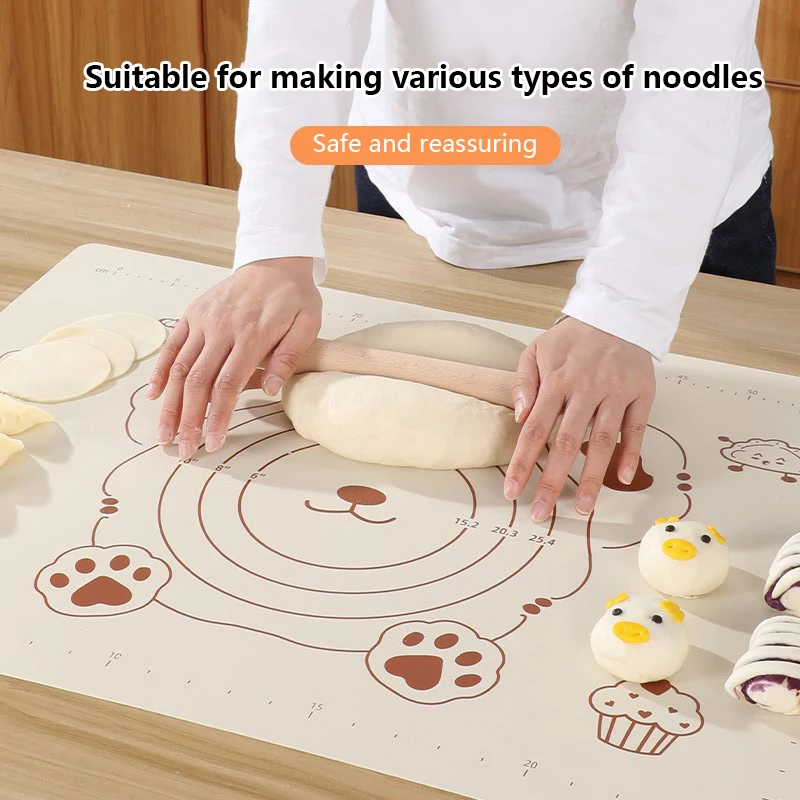 Kitchen Grade Baking Sheet - 食品グレードシリコン製キュートなクマ型生地マット、ノンスティックマット、ローリングベーキングマット、滑り止めペストリーシート、キッチン用ベーキングアクセサリー
