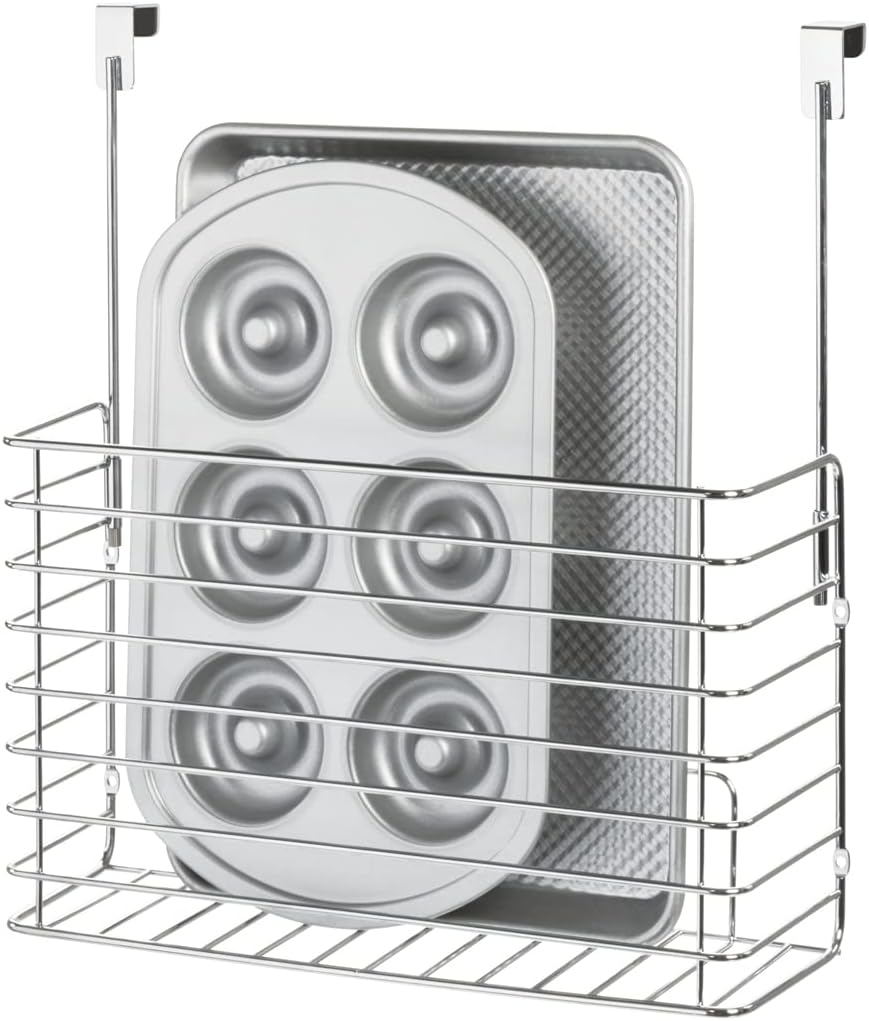 Kitchen Cabinet Baking Organizer - 金属製オーバーザキャビネットキッチンオーガナイザーバスケット、まな板、ベーキングシート、パン用、13.73インチ x 5.18インチ x 14.2インチ -