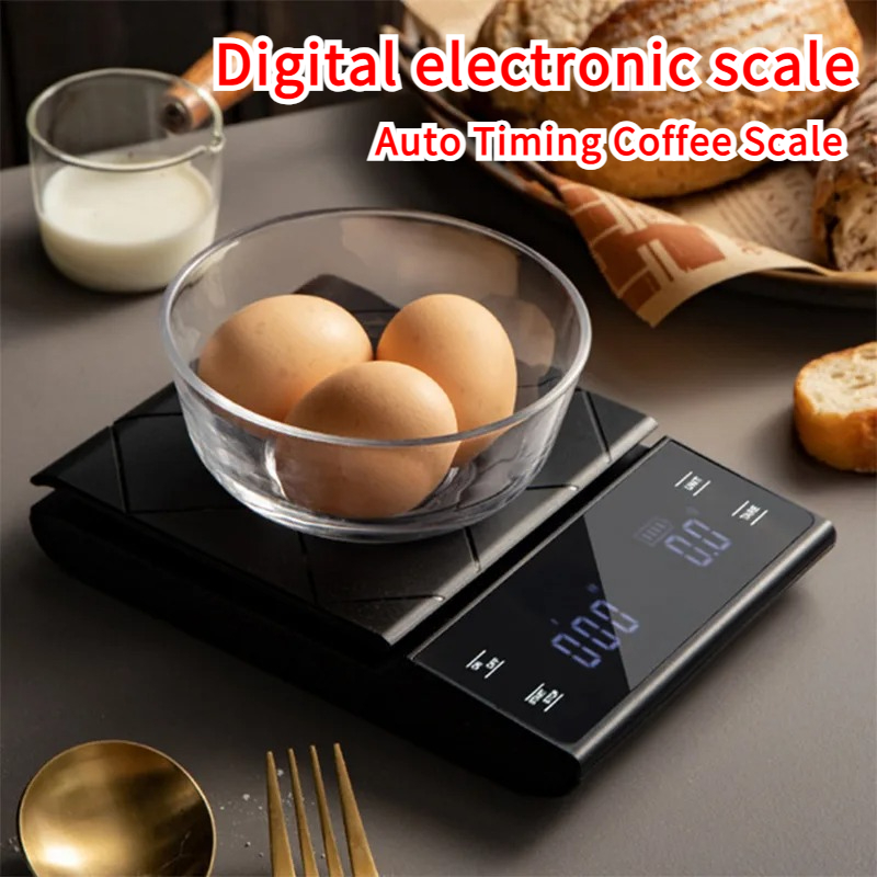 Mini Kitchen Baking - 3kg/0.01g 精密キッチンスケール タイマー付き - ベーキング、料理、コーヒー醸造用デジタルフードスケール (LCDディスプレイ、ホームシェフツール)