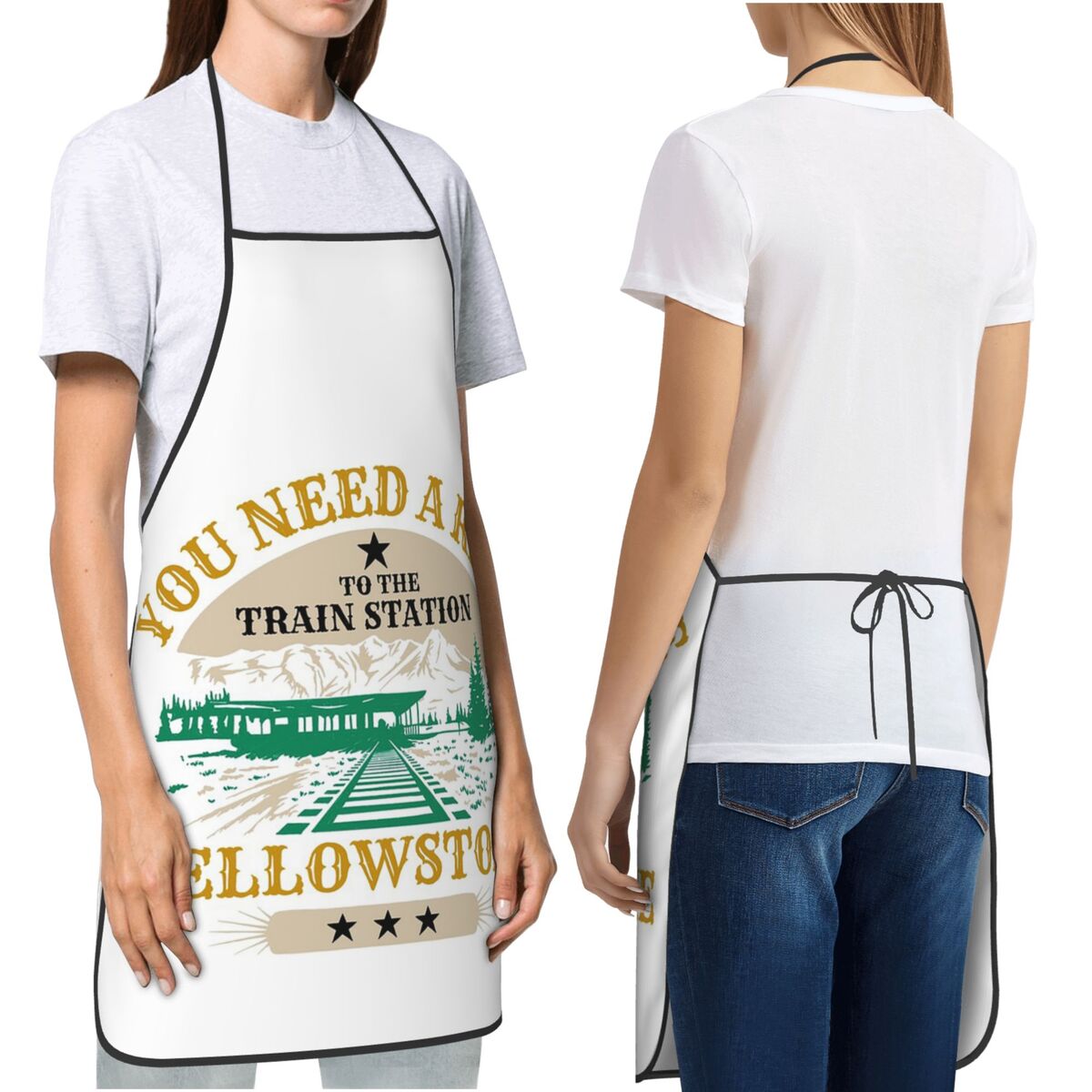 イエローストーン 鉄道駅への乗り物が必要です エプロン シェ - Kitchen Baking Station のレビューと価格