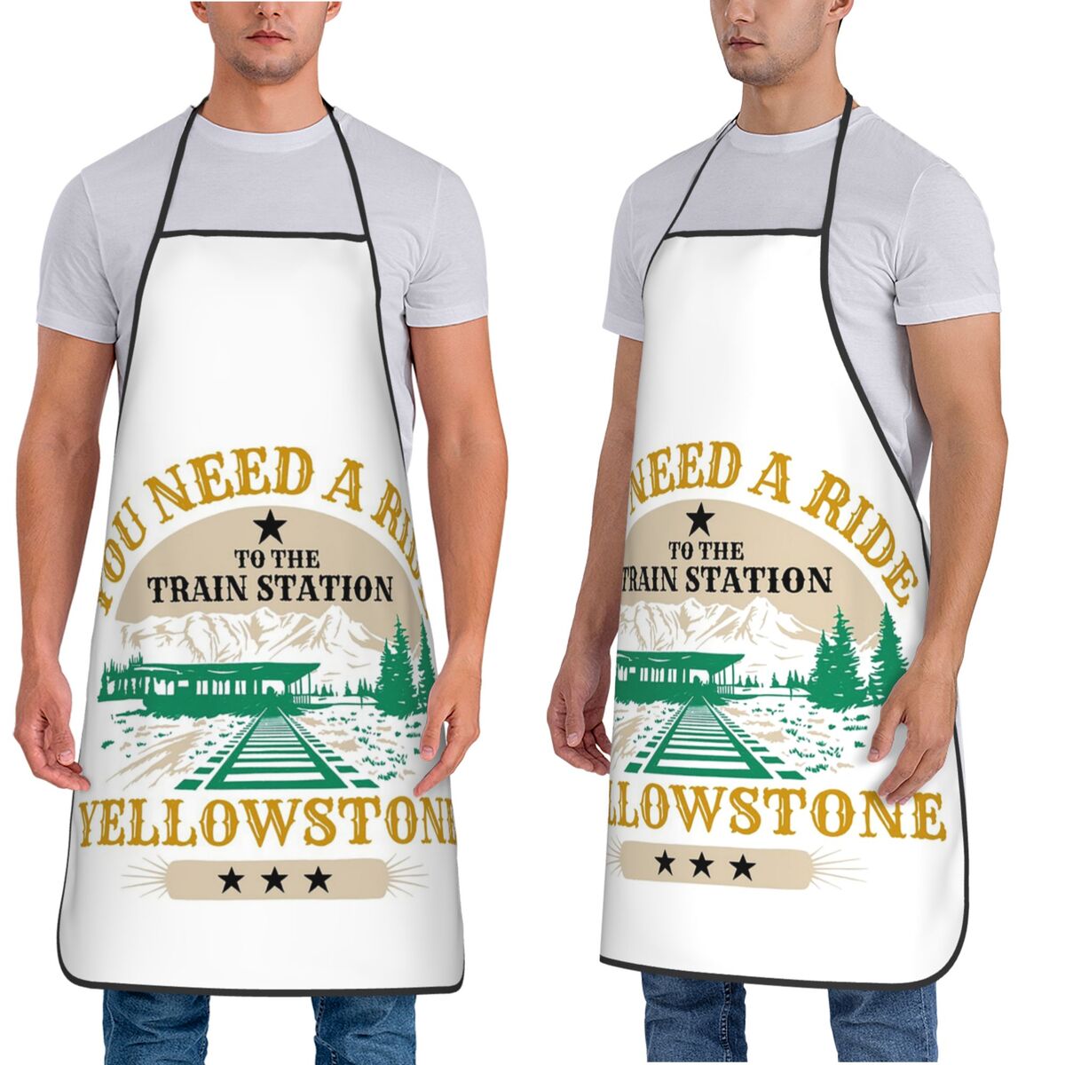 イエローストーン 鉄道駅への乗り物が必要です エプロン シェ - Kitchen Baking Station のレビューと価格