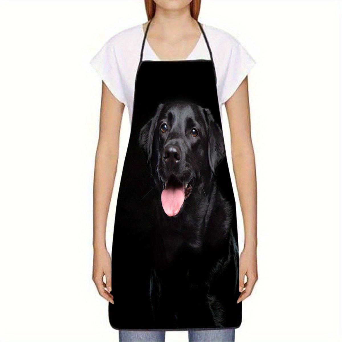 ブラックラブラドール犬プリントエプロン1枚 - 家庭のキッチ - Kitchen Baking Cloth のレビューと価格