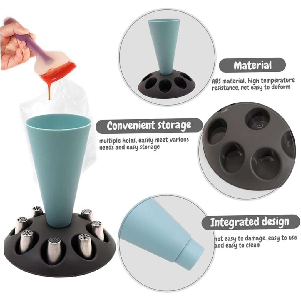 1 個ケーキデコレーションパイピングバッグチップホルダー付き - Kitchen Accessories For Baking のレビューと価格