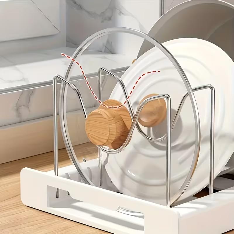 ABS拡張可能な鍋とフライパンオーガナイザーラック、調節可能 - Kitchen Cabinet Baking Organizer のレビューと価格