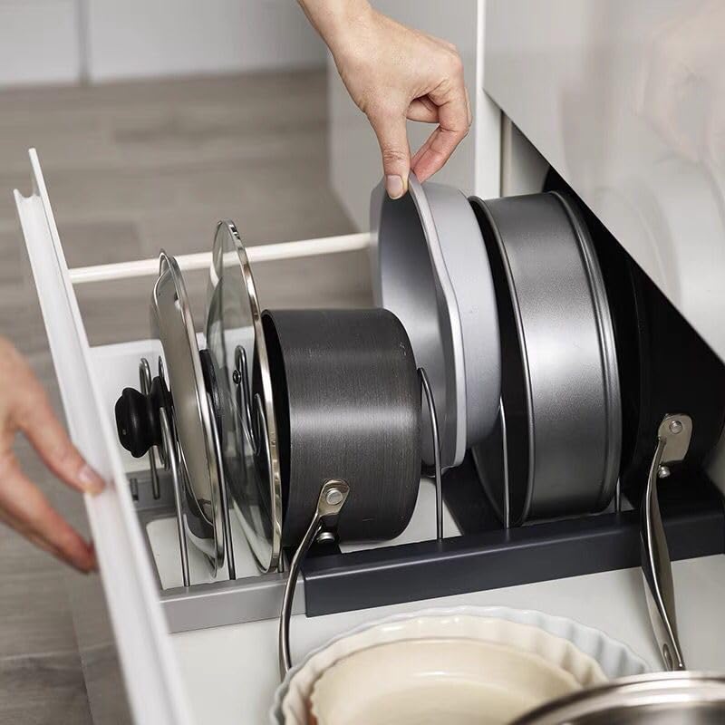コンパートメントポットとパンオーガナイザーキッチンキャビネッ - Kitchen Cabinet Baking Organizer のレビューと価格
