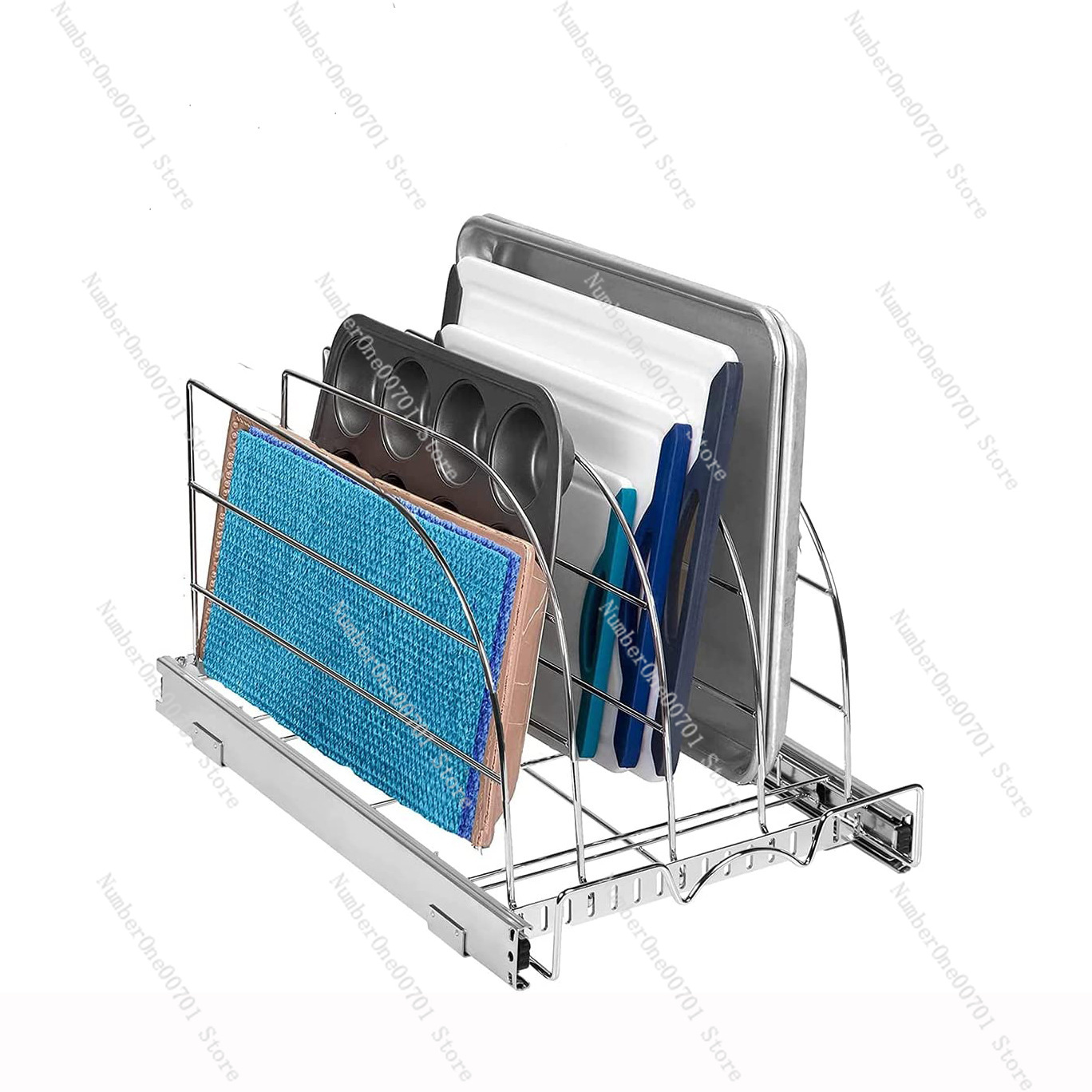 ベーキングシート、トレイ、まな板、フライパン用のスライド式キ - Kitchen Cabinet Baking Organizer のレビューと価格