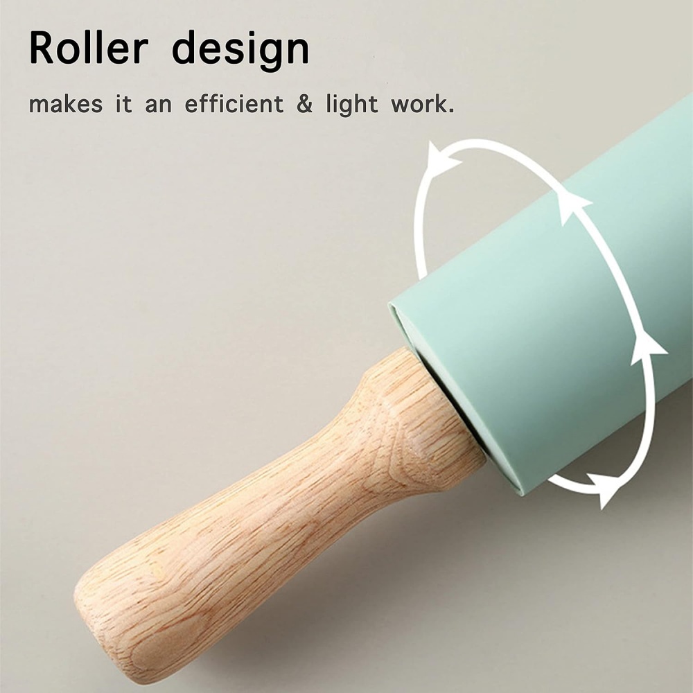 ノンスティックシリコンローリングピン木製ハンドルペストリー生 - Kitchen Roll Baking のレビューと価格