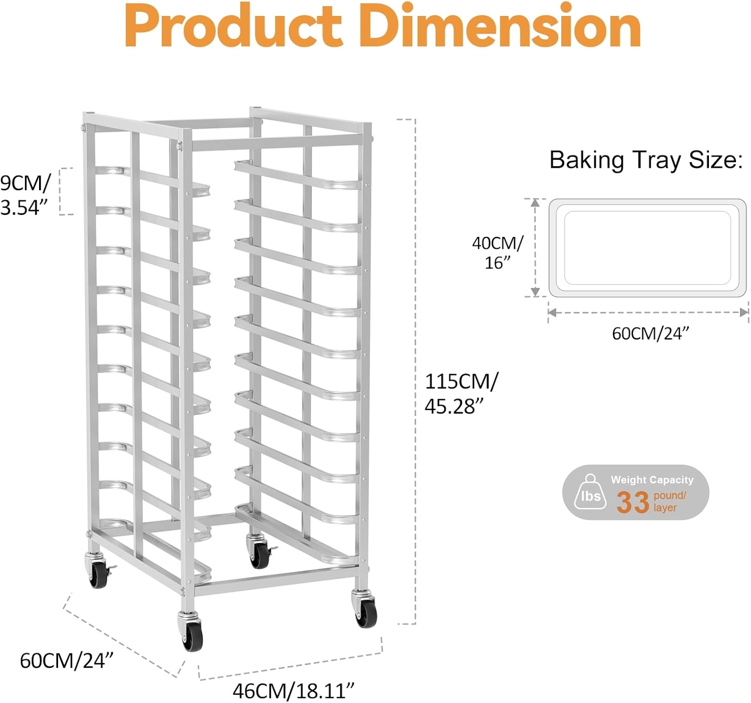 業務用ステンレス製ベーキングラック（車輪付き）、シートパン収 - Kitchen Baking Cart のレビューと価格