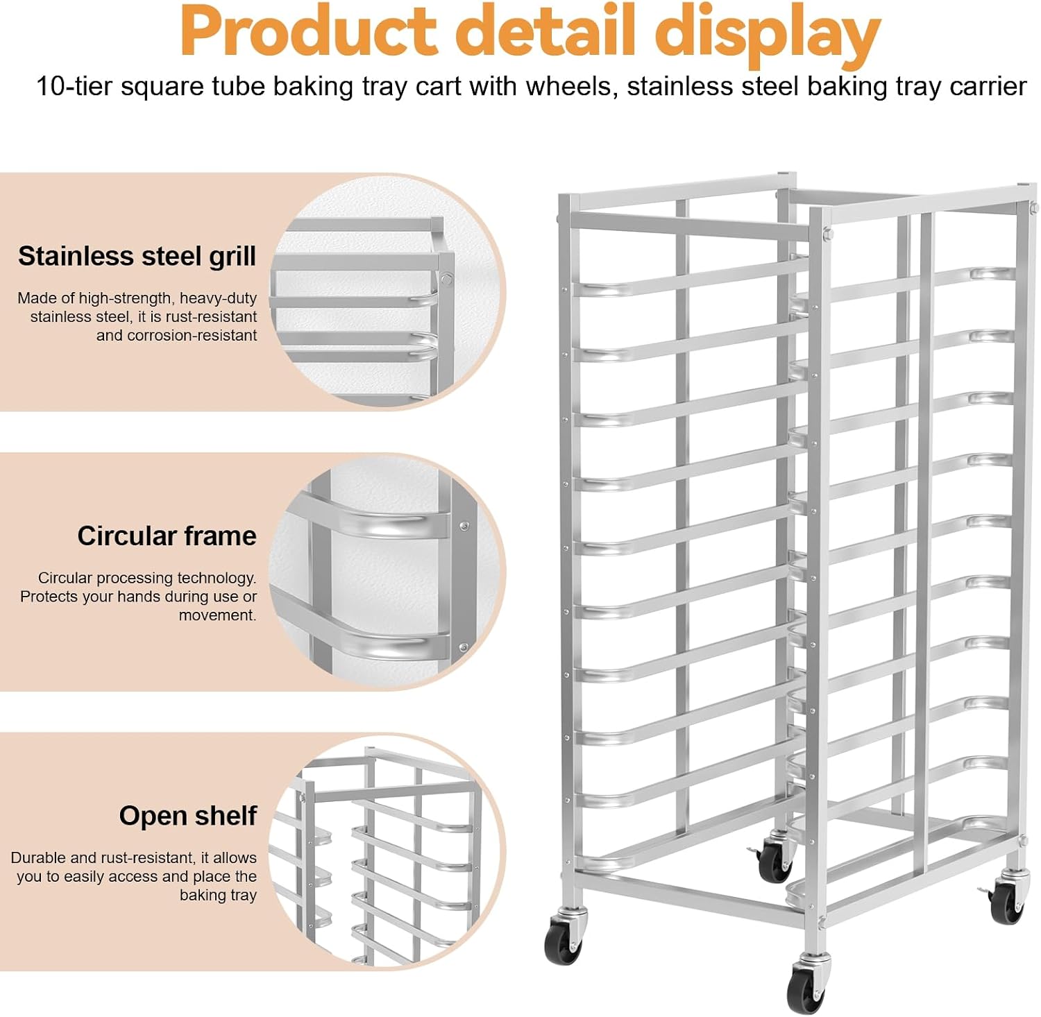 業務用ステンレス製ベーキングラック（車輪付き）、シートパン収 - Kitchen Baking Cart のレビューと価格