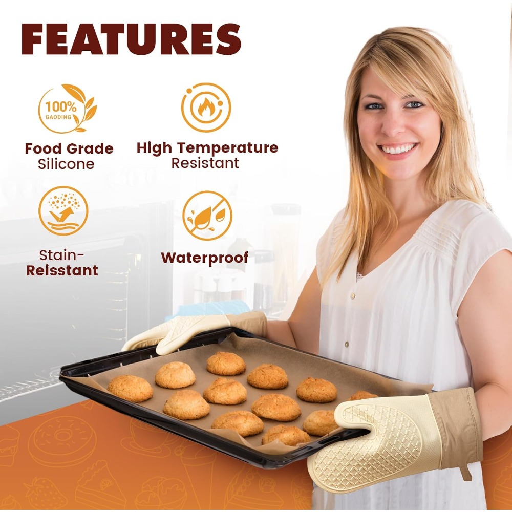 シリコン耐熱オーブンミット 2個セット 防水滑り止めキッチン - Kitchen Oven Baking Pans のレビューと価格