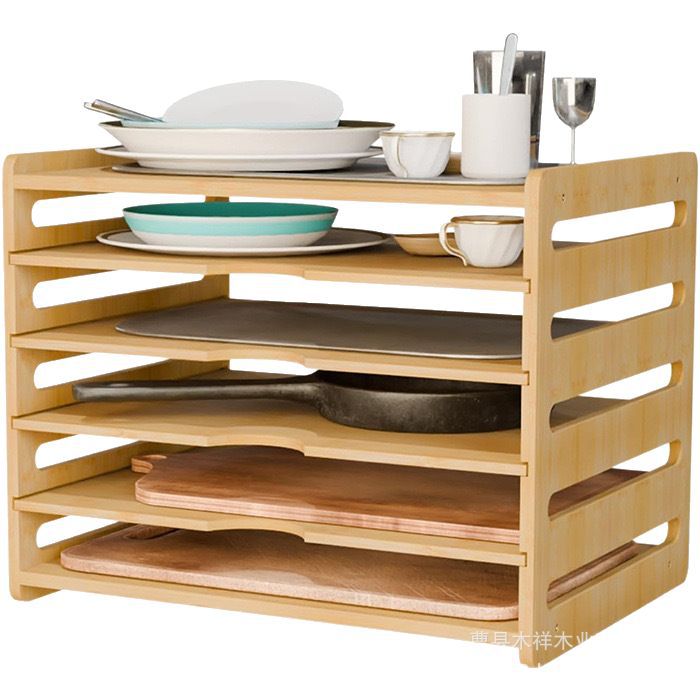 無垢材キッチン収納ラックキャビネット多層食器整理ラックトレイ - Kitchen Cabinet Baking Organizer のレビューと価格