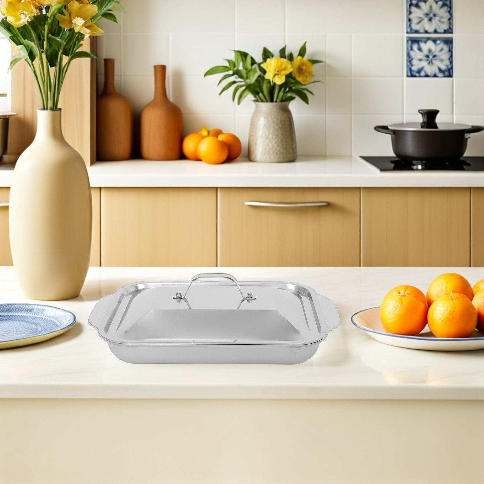 ステンレス鋼の長方形グリルトレイ、蓋付き、深型魚焼きパン、オ - Kitchen Oven Baking Pans のレビューと価格