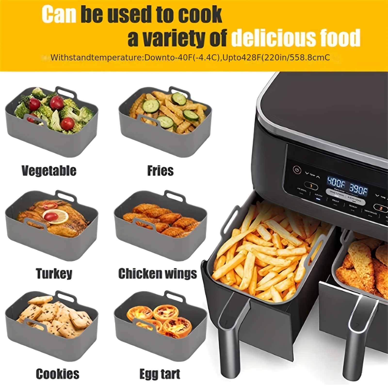 1/2 個エアフライヤーシリコントレイ再利用可能な忍者デュア - Kitchen Accessories For Baking のレビューと価格