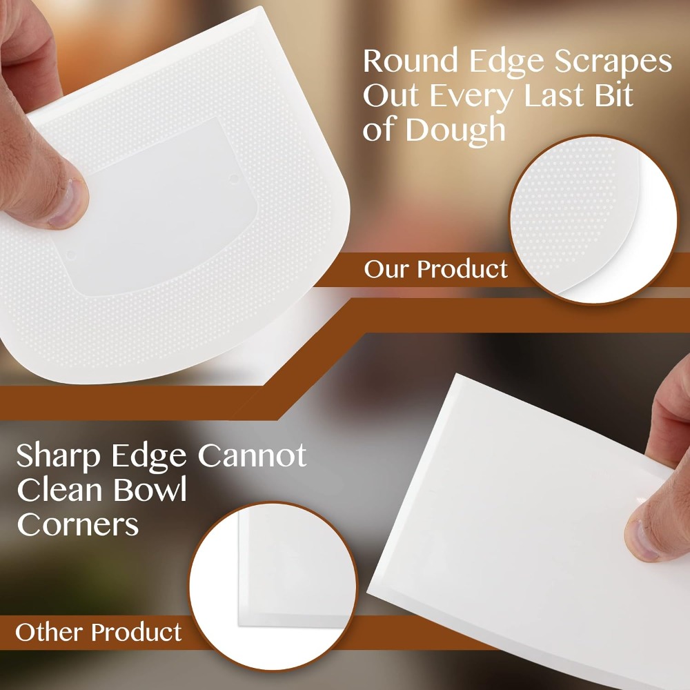柔軟なプラスチック製生地スクレーパーとボウルスクレーパーセッ - Dough Scraper Curved のレビューと価格