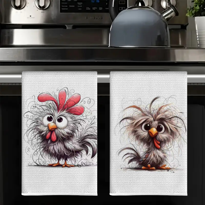 2枚セット、かわいいカーリーチキンキッチンタオル、40cm* - Kitchen Baking Cloth のレビューと価格