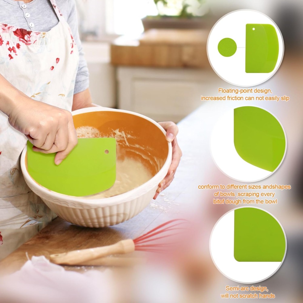 柔軟なプラスチック製生地スクレーパー3点セット、多目的キッチ - Dough Scraper Curved のレビューと価格