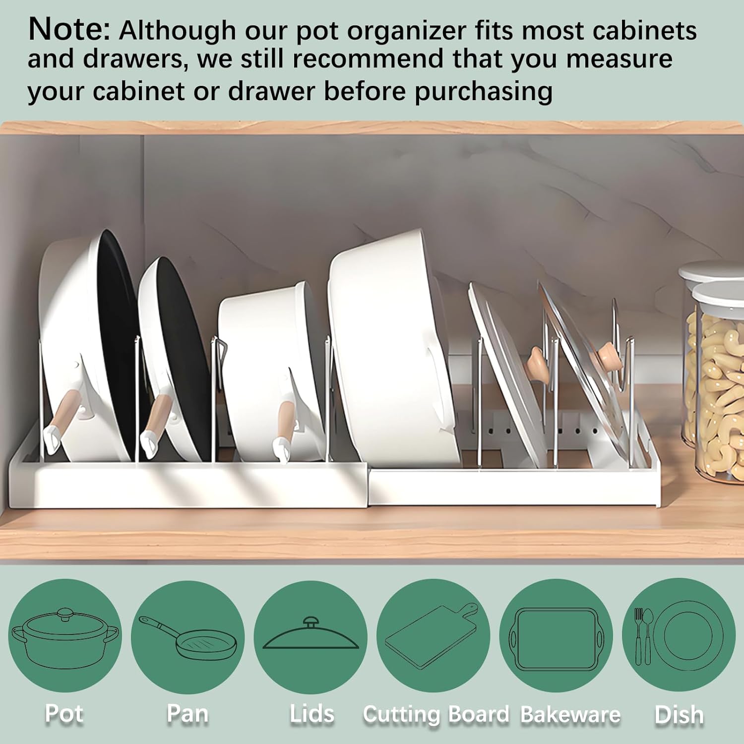 拡張可能なキッチンキャビネットオーガナイザーラック、調節可能 - Kitchen Cabinet Baking Organizer のレビューと価格