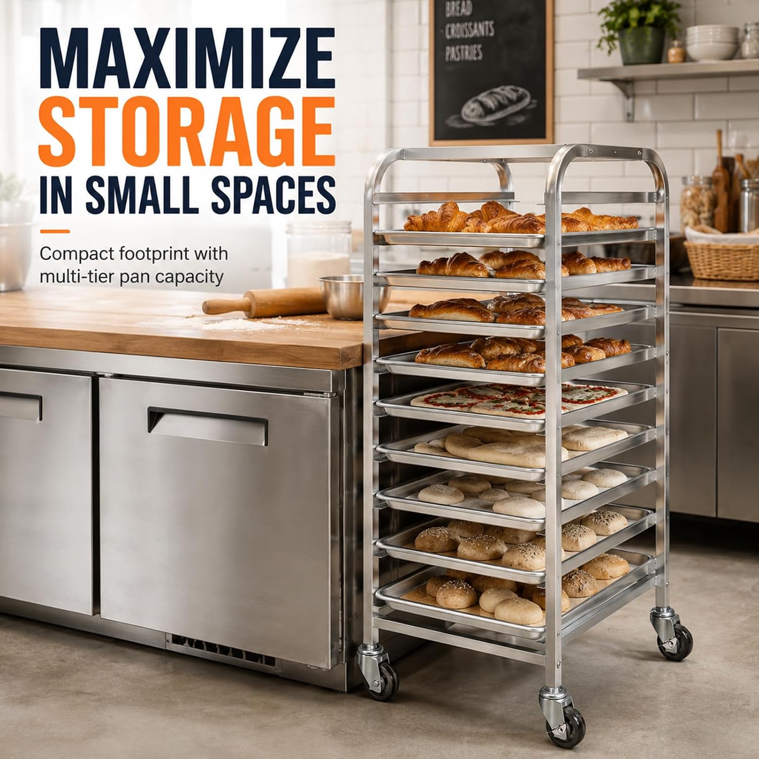 10段ステンレス製シートパンラック（車輪付き）、移動式ベーカ - Kitchen Baking Cart のレビューと価格