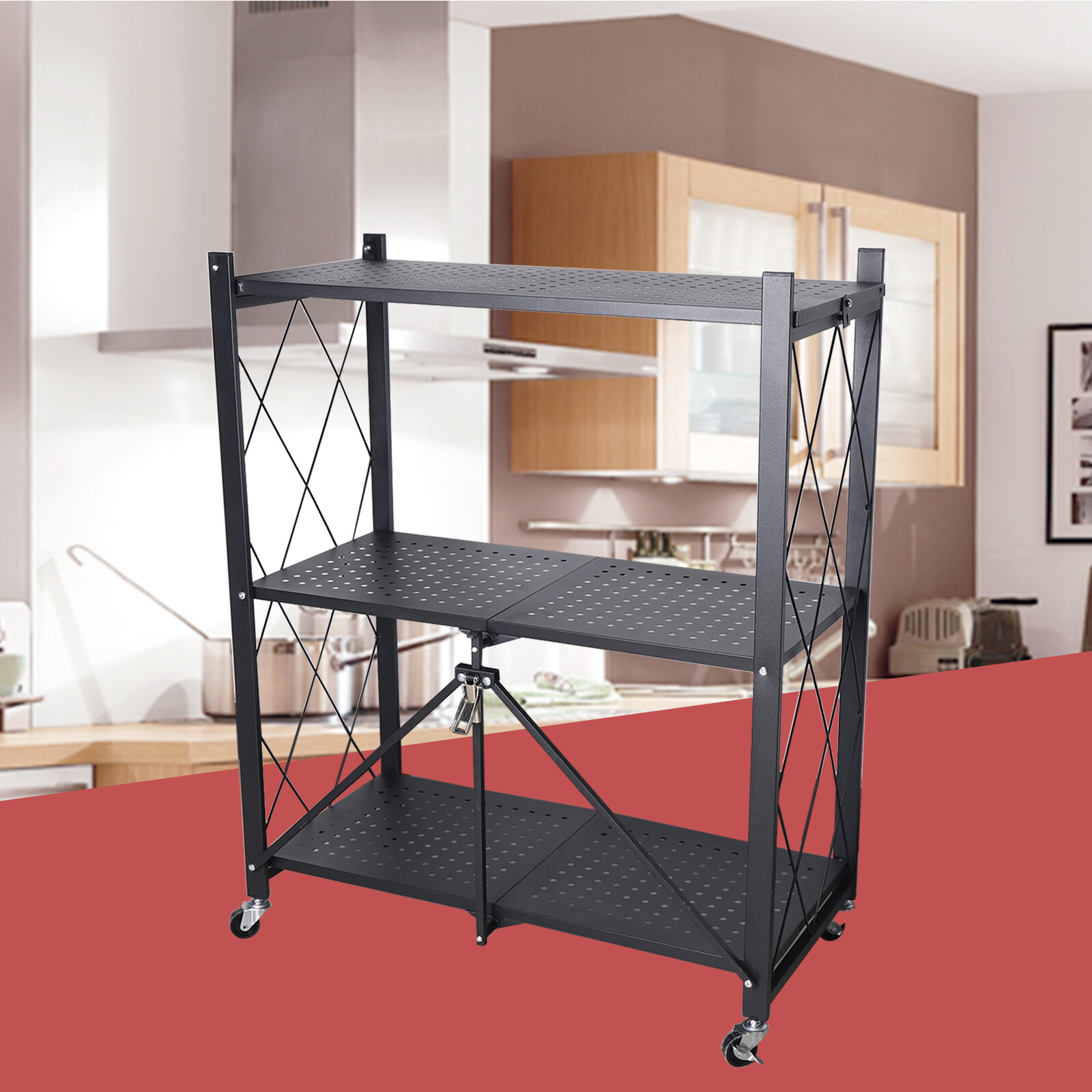 3層可動式収納カート、特厚棚付きローリングオーガナイザー、金 - Kitchen Baking Cart のレビューと価格